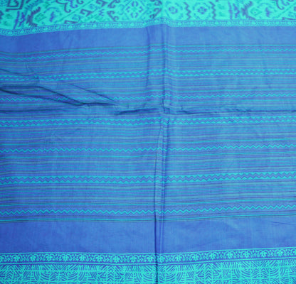 Indian Vintage Sari Blue Pure Silk Printed Saree Fabric 5yard Sewing Craft Fabric DressMaking Soft Wrap Floral