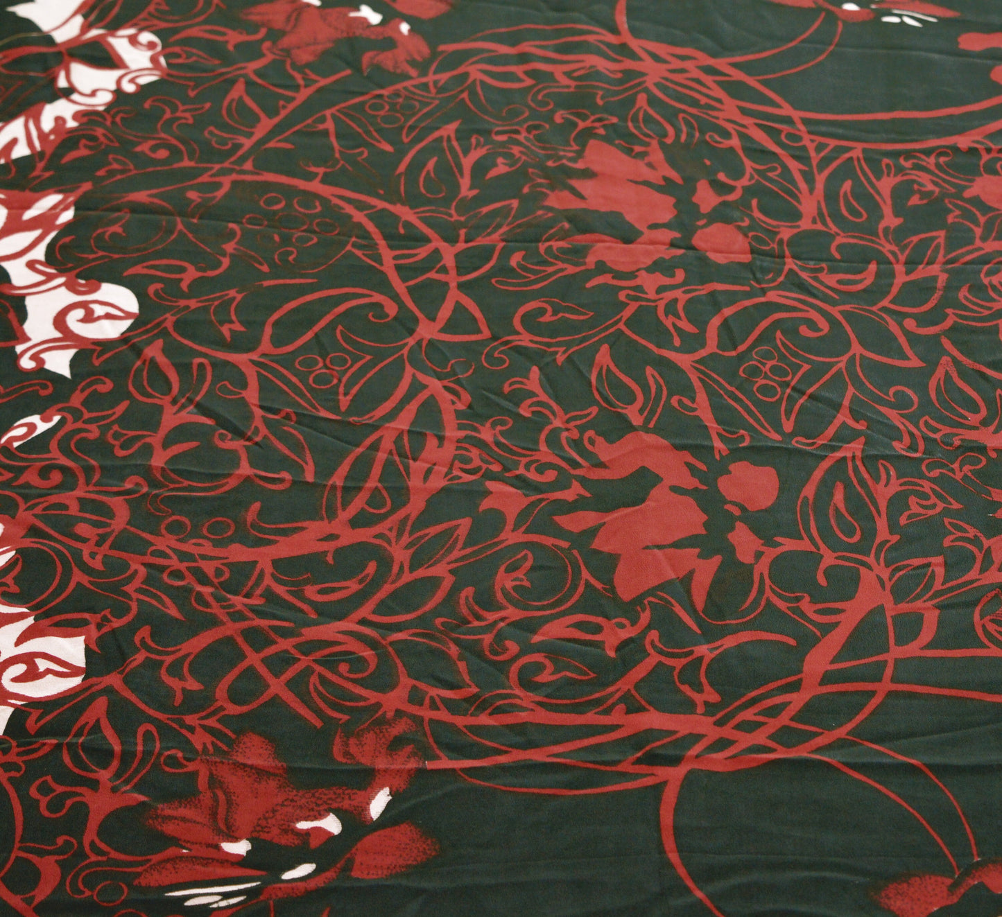 Indian Vintage Sari Black & Red Pure Crepe Silk Printed Saree 5yard Sewing Rose Flower Soft Craft Fabric Wrap