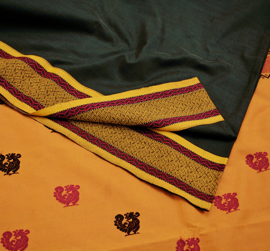 Indian Vintage Sari Black Pure Cotton Hand Woven Saree 5yard Ethnic Soft
