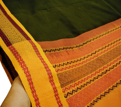 Indian Vintage Sari Black Pure Cotton Hand Woven Saree 5yard Ethnic Soft