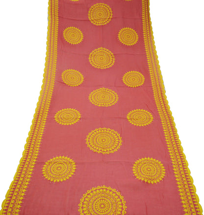 Indian Vintage Pink Dupatta Long Stole Pure Silk Hand EmbroideredIndian Scarves Veil Scarf Wrap Floral Zari