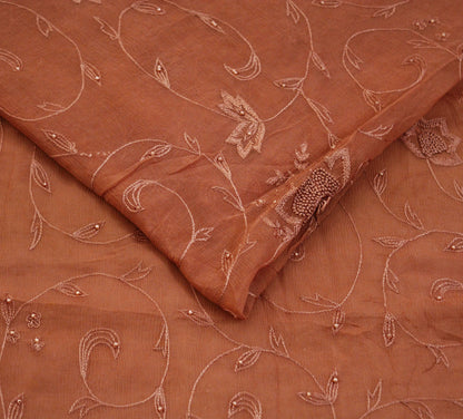 Indian Vintage Brown Sarees Pure Chiffon Silk Hand Embroidered Indian Sari Fabric Indian Sari 5Yard Dress Making Sewing