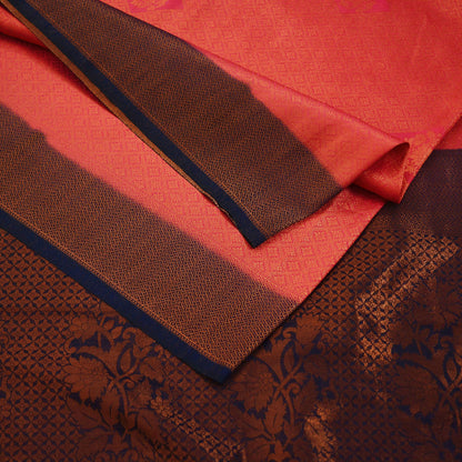 Indian Vintage Sari Pink & Blue Art Silk Purple Woven Saree  Brocade Fabric Ethnic 5Yd