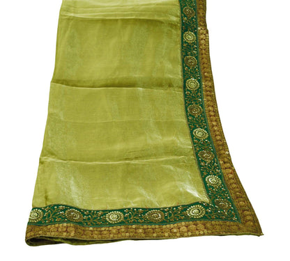 Indian Vintage Heavy Golden Dupatta Tissue Silk Long Stole Hand Embroidered Scarf Zari Zardozi/Dabka