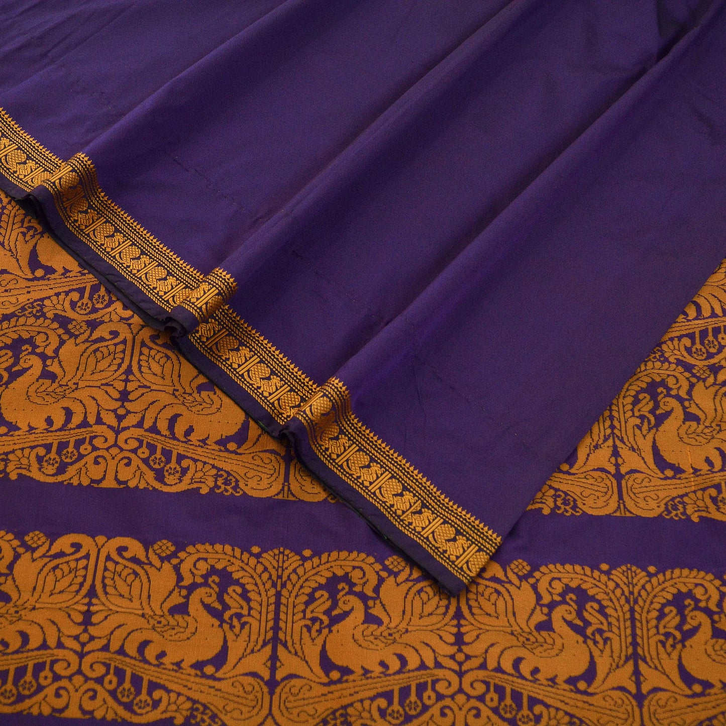 Indian Vintage Sari Purple Art Silk Hand Woven Baluchari Saree 5yd Ethnic Peacock Design Fringes Craft Fabric Wedding Sarees