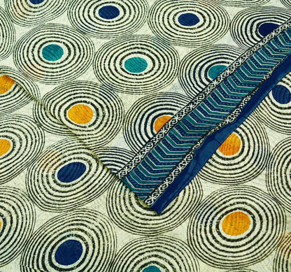 Indian Vintage Sari Ivory 100% Pure Georgette Silk Printed Sarees 5Yd Craft Fabric Sewing Soft Sari Dress Making/Designing Quilting Wrapping