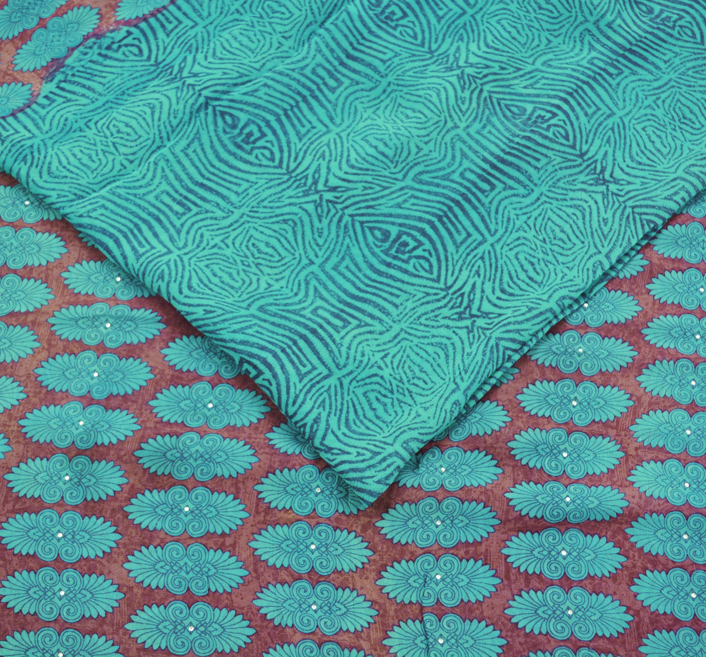 Indian Vintage Sari Purple & Blue 100% Pure Georgette Silk Printed Sarees 5Yd Craft Fabric Sewing Soft Sari Dress Making/Designing Quilting