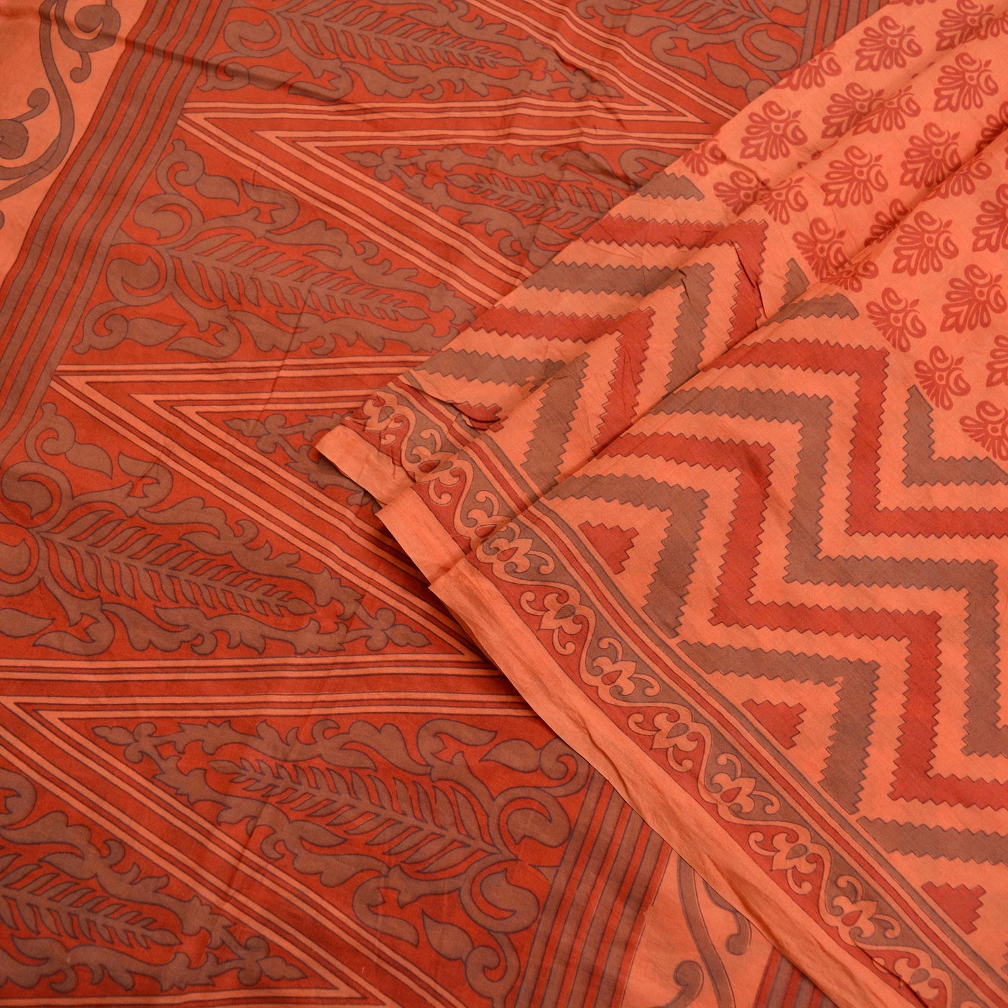 Indian Vintage Sari Peach 100% Pure Silk Printed Sarees 5yd Sewing Craft Fabric Soft Dress Designing for Crafting Quilting Upcycle Used