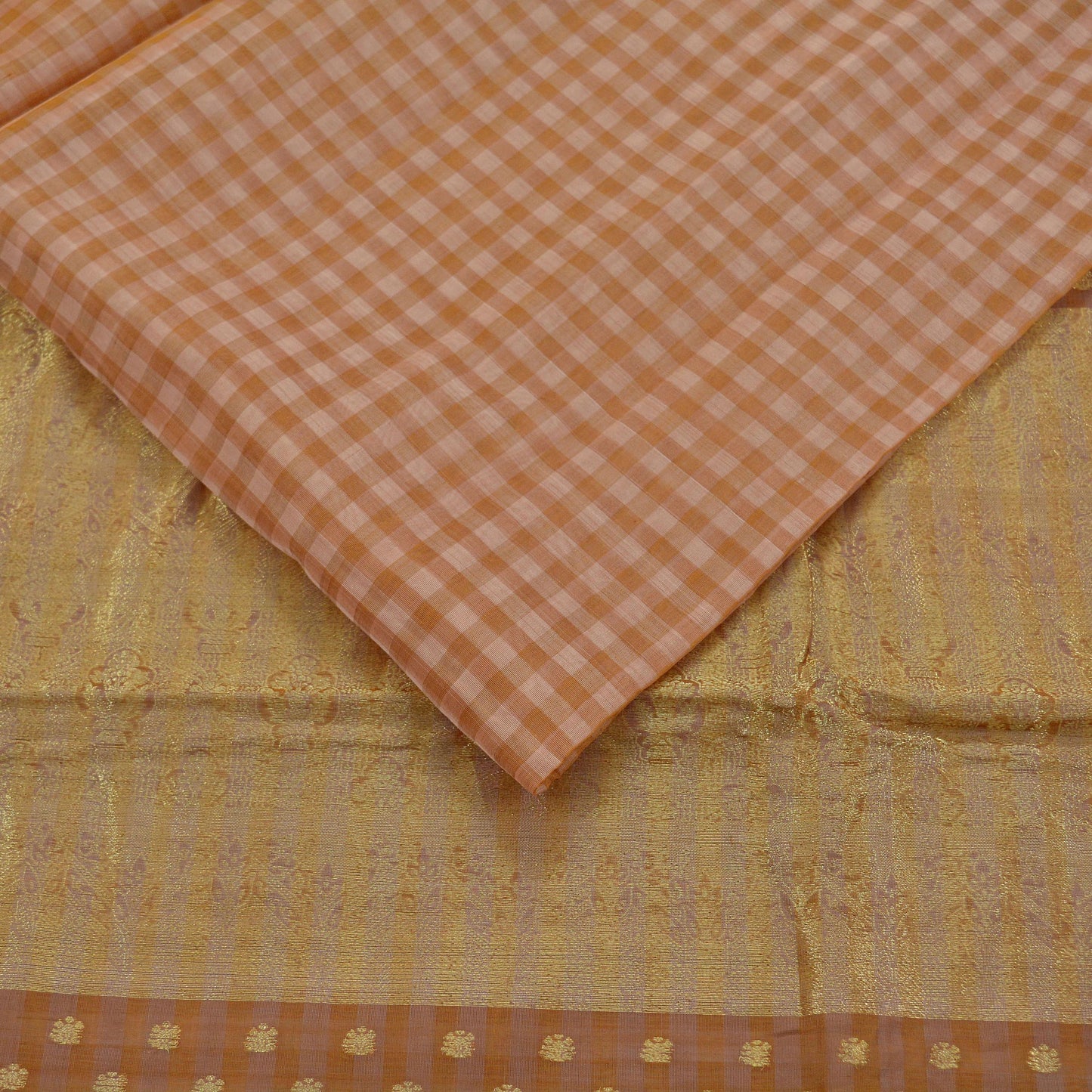 Indian Vintage Sari Brown Pure Organza Silk Hand Woven Sarees 5Yd Zari Border Ethnic Craft Fabric Bollywood Sarees Quilting Crafting Upcycle