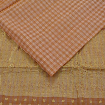 Indian Vintage Sari Brown Pure Organza Silk Hand Woven Sarees 5Yd Zari Border Ethnic Craft Fabric Bollywood Sarees Quilting Crafting Upcycle