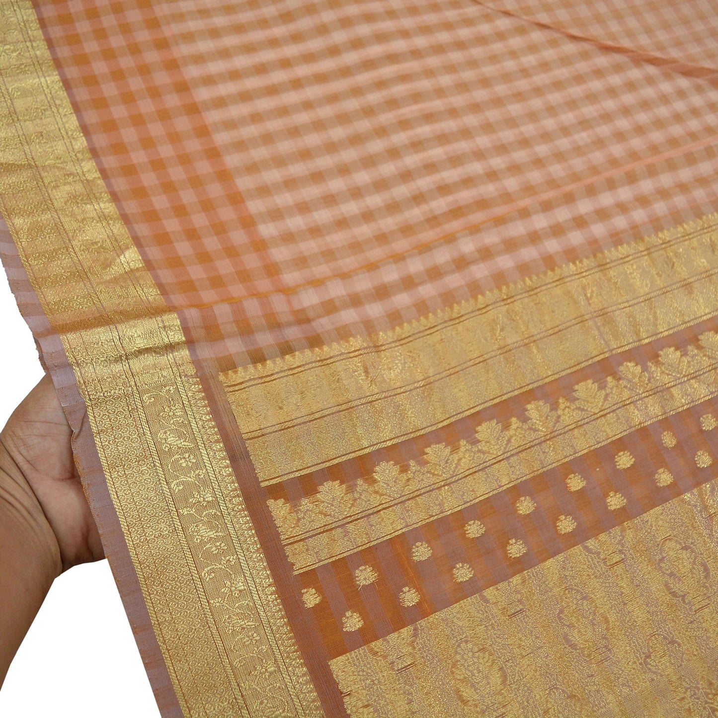 Indian Vintage Sari Brown Pure Organza Silk Hand Woven Sarees 5Yd Zari Border Ethnic Craft Fabric Bollywood Sarees Quilting Crafting Upcycle
