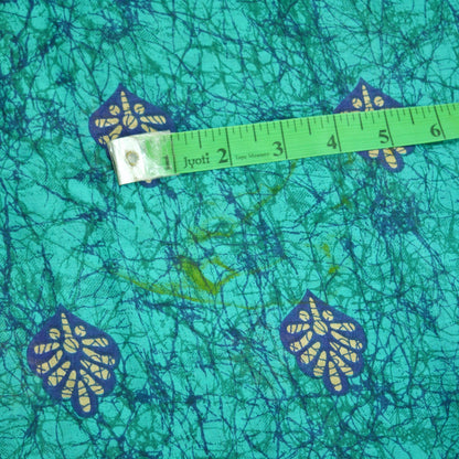 Indian Vintage Sari Green & Blue Batik Printed Saree 100% Pure Cotton 5Yd Craft Fabric Soft Sewing Sarong Wrap Boho Quilting Dress Making