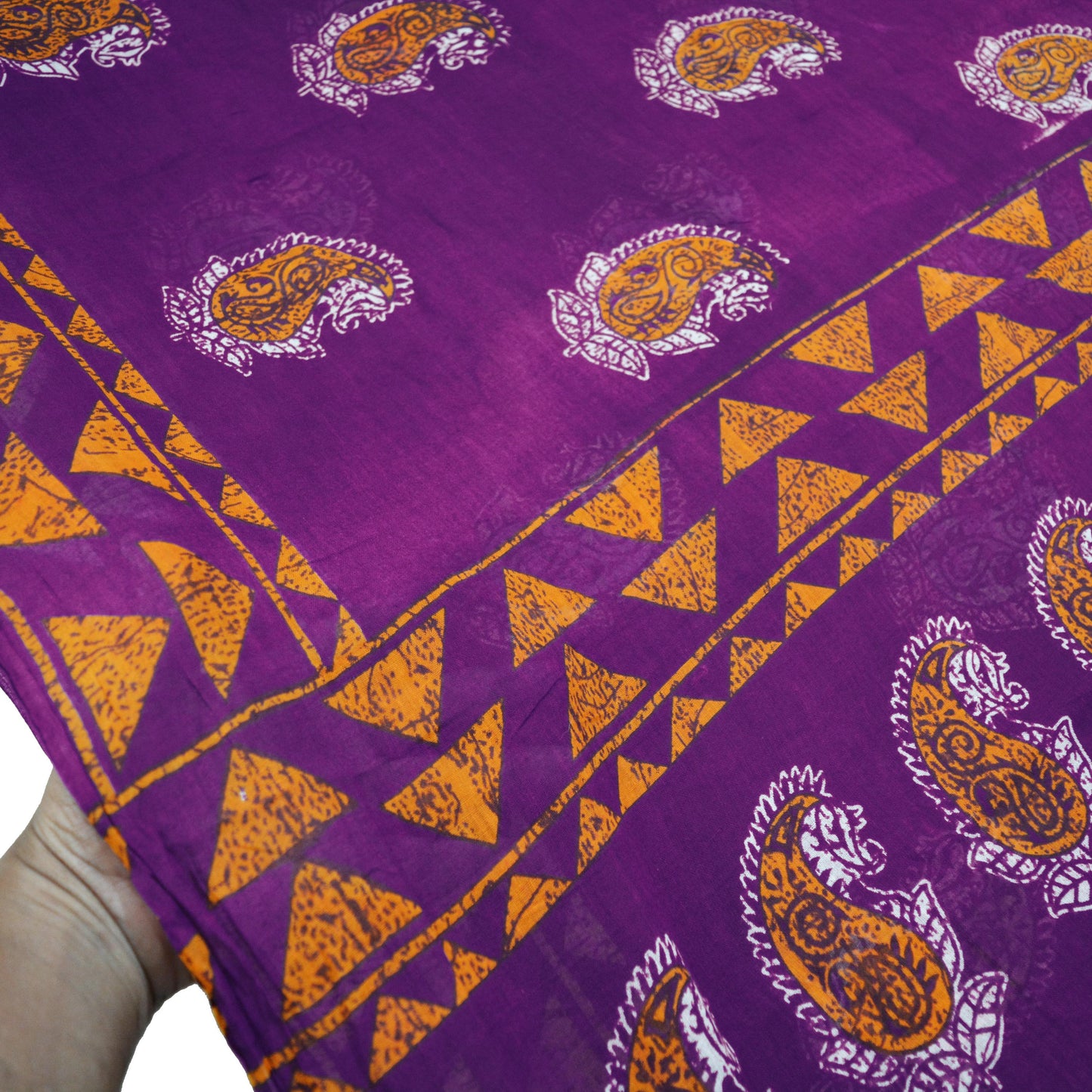 Indian Vintage Sari Purple Batik Printed 100% Pure Cotton Saree Craft Soft Fabric 5Yard Sewing Sarong Wrap Boho