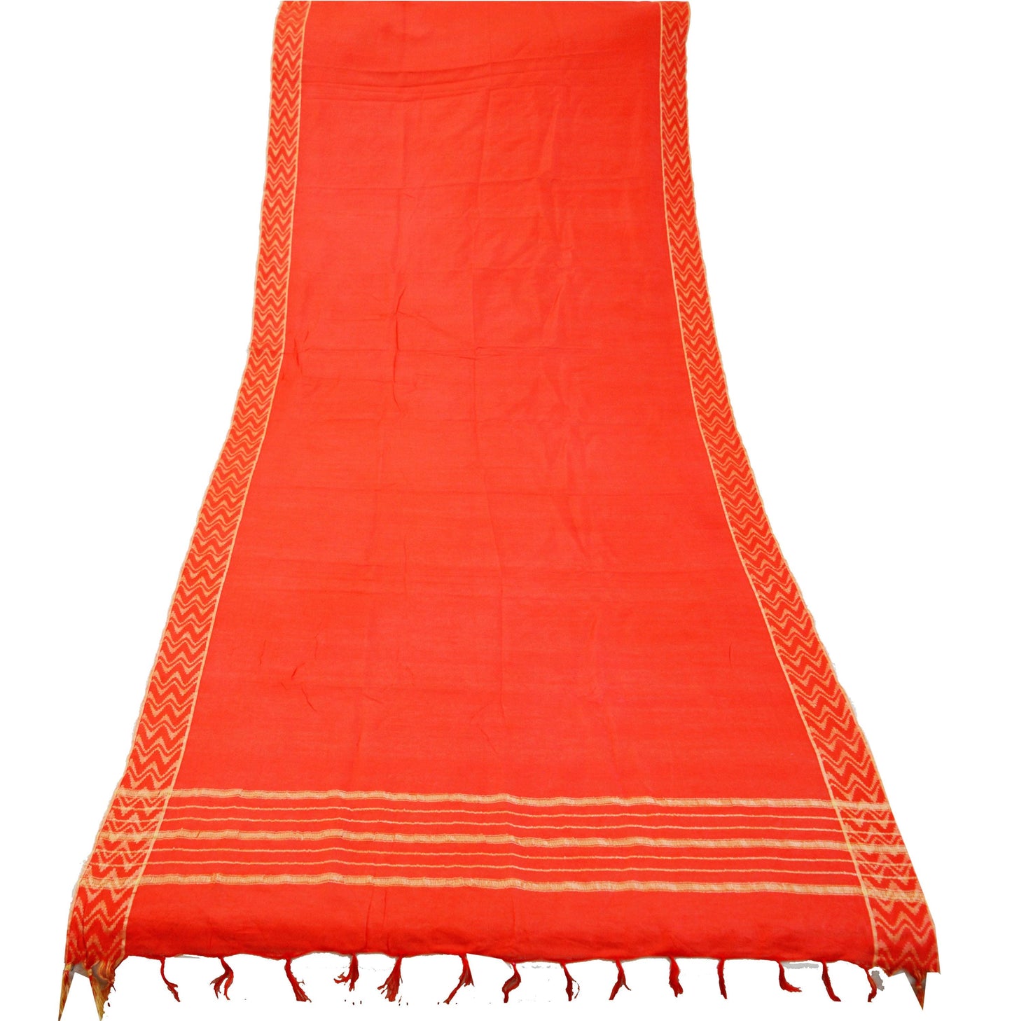 Women Indian Vintage Red Dupatta Long Stole Art silk hand Woven Dupatta Veil Scarves soft Boho Wrap Fringes