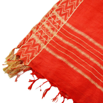 Women Indian Vintage Red Dupatta Long Stole Art silk hand Woven Dupatta Veil Scarves soft Boho Wrap Fringes