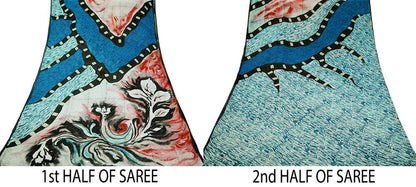 Indian Women Vintage Sari Multi 100% Pure Georgette Silk Printed Saree Sewing 5yard Soft Craft Floral Design Wrap Boho