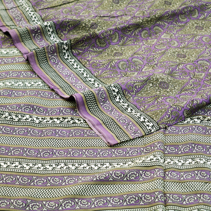 Indian Vintage Sari Purple 100% Pure Silk Printed Saree Fabric 5yd Sewing Craft Fabric DressMaking Soft Wrap Floral