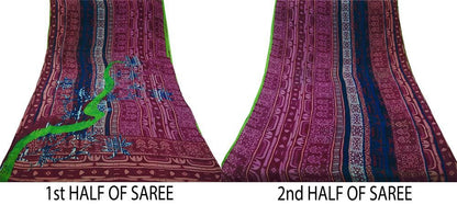 Women Vintage Sari Maroon Pure Georgette Silk Printed Saree Craft Fabric Sewing 6Yard Soft Light Dress Making Floral