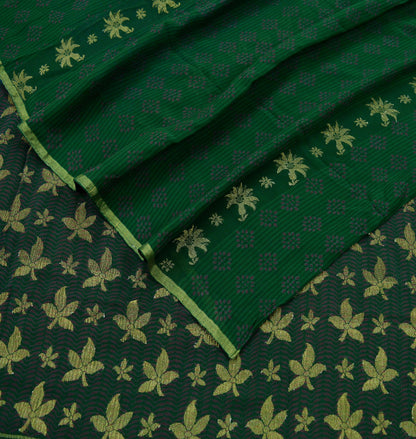 Indian Vintage Sari Green Pure Georgette Silk Printed Hand Woven Sarees 5Yd Craft Fabric Ethnic Soft Upcycle Quilting Bollywood sarees