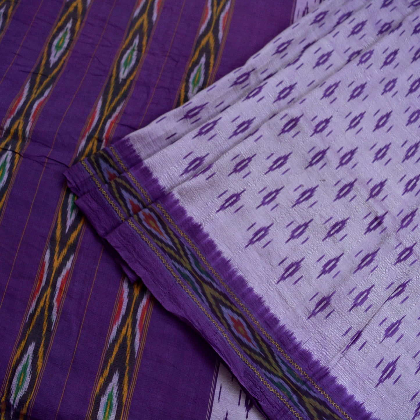 Indian Vintage Sari purple Pure Silk Hand Woven Pochampally Sarees 5Yd Craft Fabric Ethnic Zari Border Upcycle Crafting Quilting Used