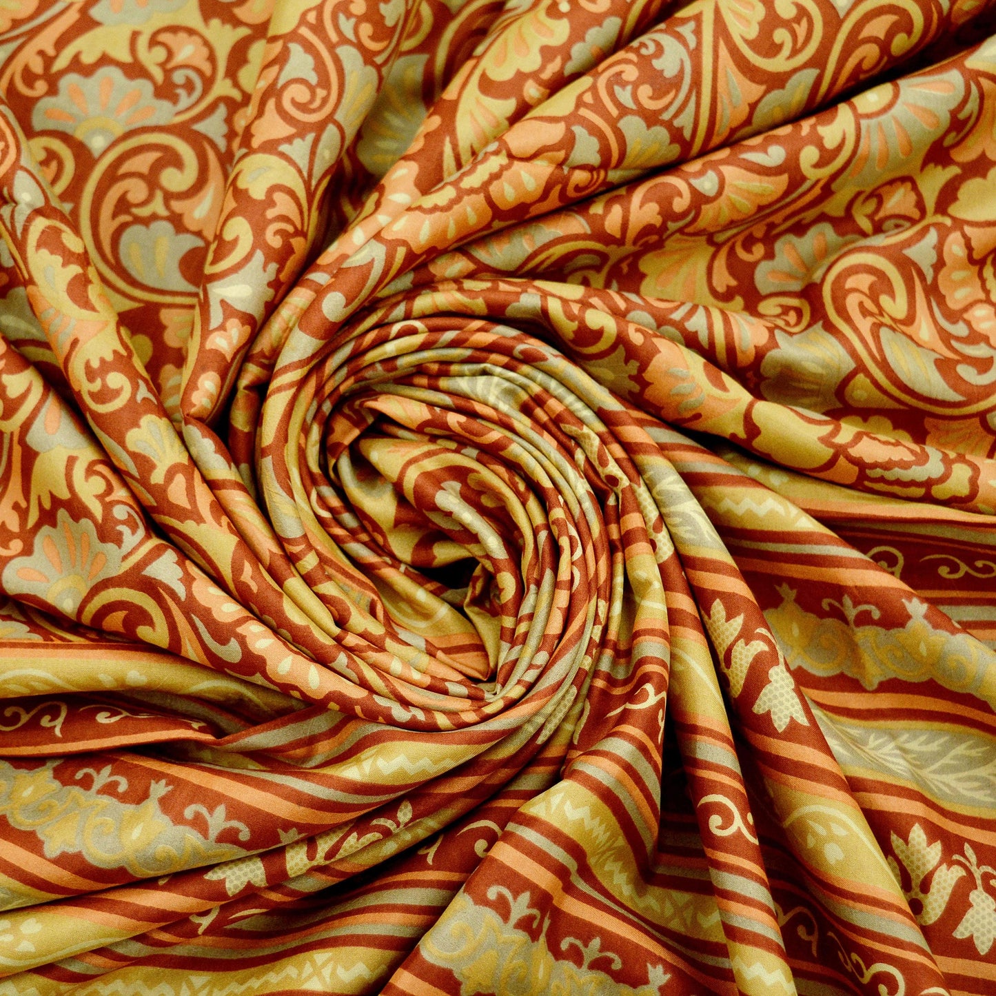 Indian Vintage Sari Rusty Orange 100% Pure Silk Printed Sarees 5yd Craft Fabric Sewing Soft Dress Making Floral Quilting Upcycle Crafting