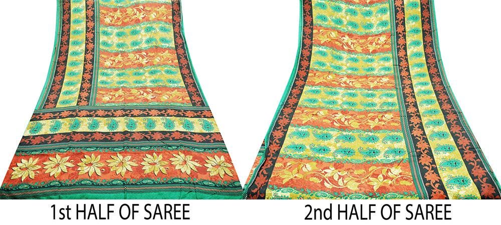 Indian Vintage Sari Multi 100% Pure Silk Printed Sarees Craft Fabric 5yd Sewing Soft Dress Making Paisley Upcycle Quilting Crafting Used