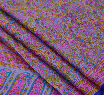 Indian Vintage Sari Purple 100% Pure Silk Printed Sarees 5yd Soft Sewing Craft Fabric Dress Making Wrap Floral Upcycle Quilting Crafting