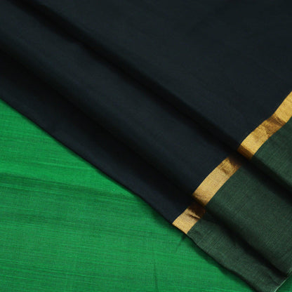 Indian Vintage Sari Black & Green Pure Silk Hand Woven Sarees 5Yd Craft Fabric Sewing Ethnic Bollywood Black Sarees Upcycle Fringes Zari