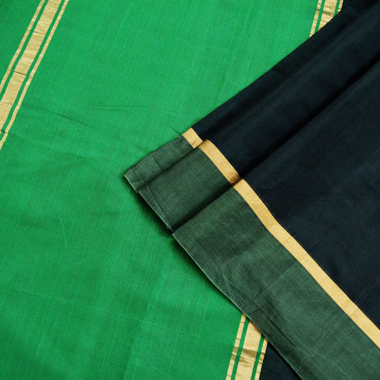 Indian Vintage Sari Black & Green Pure Silk Hand Woven Sarees 5Yd Craft Fabric Sewing Ethnic Bollywood Black Sarees Upcycle Fringes Zari