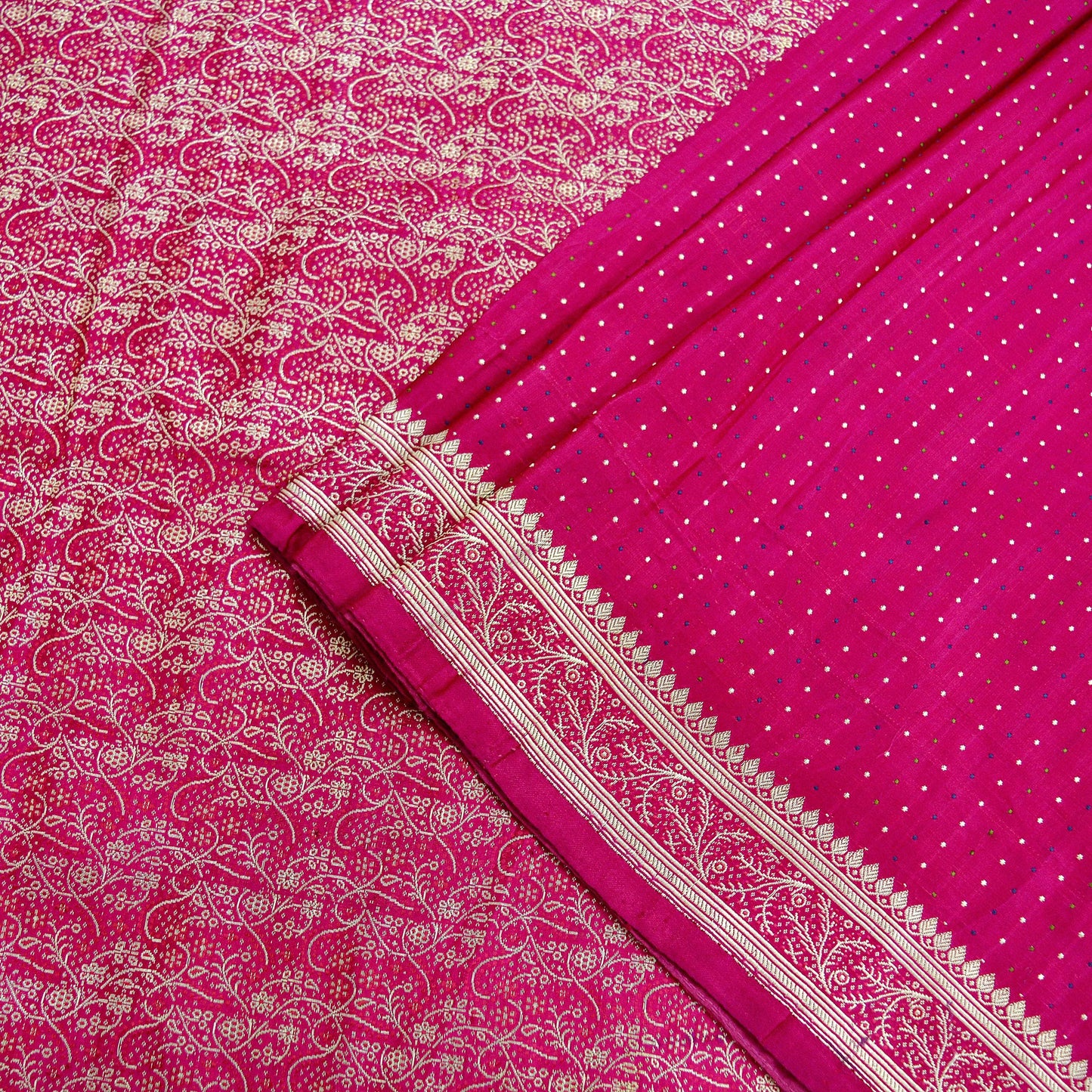 Indian Vintage Sari Heavy Wedding Pure Satin Silk Rani Pink Banarasi Brocade Sarees Zari 5Yd Ethnic Craft Fabric Upcycle Crafting used