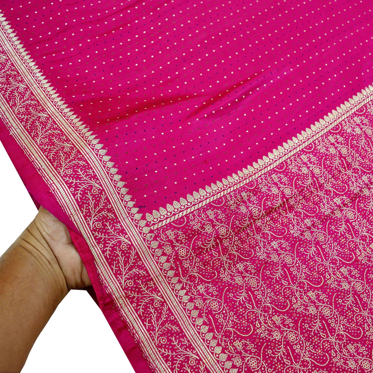 Indian Vintage Sari Heavy Wedding Pure Satin Silk Rani Pink Banarasi Brocade Sarees Zari 5Yd Ethnic Craft Fabric Upcycle Crafting used