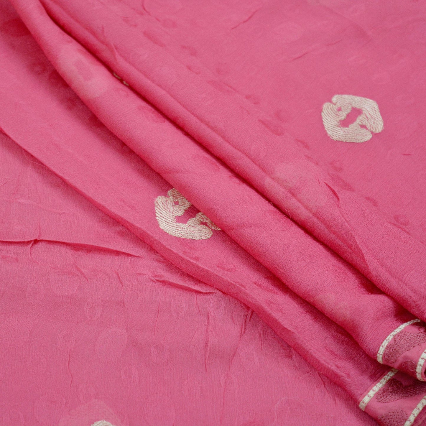 Indian Vintage Dupatta Pink Pure Georgette Silk Long Stole Hand Embroidered Scarves Floral Design Stole Veil Wrap