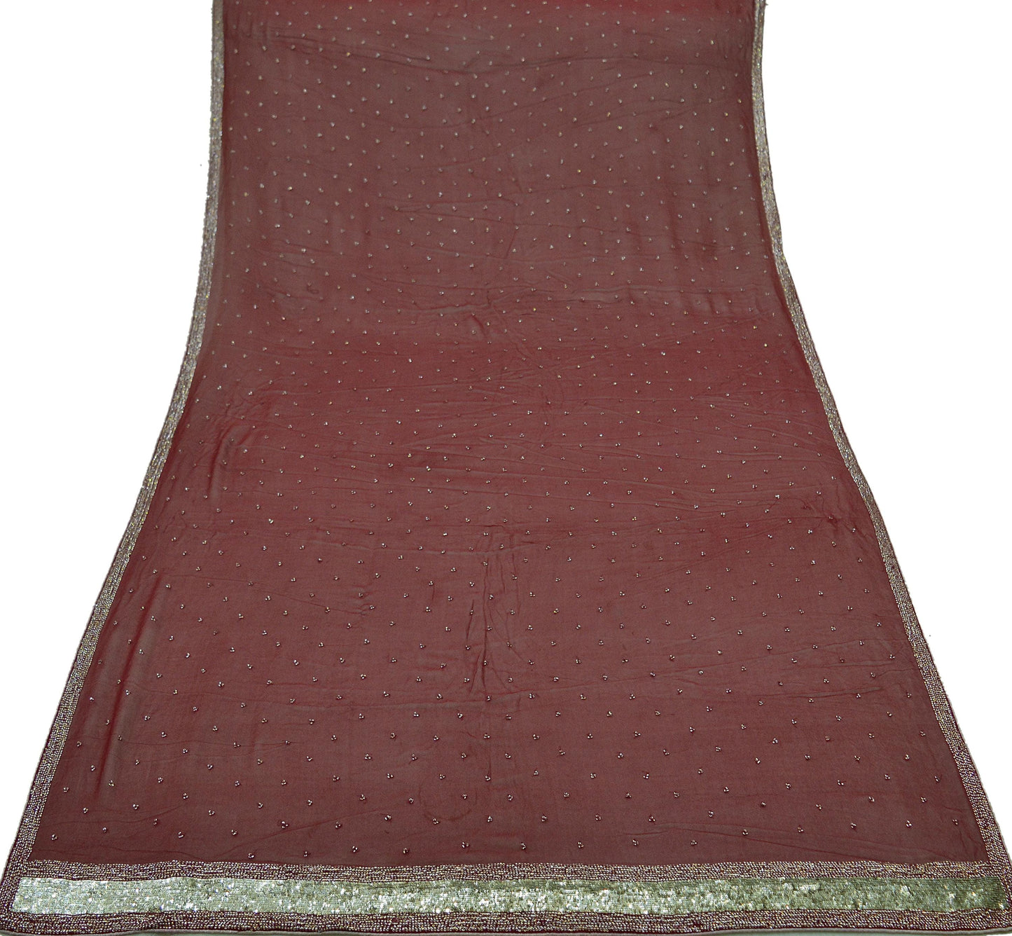 Indian Vintage Dupatta Maroon Pure Georgette silk Long Stole Hand Embroidered Scarves Stole Veil Wrap Sequins