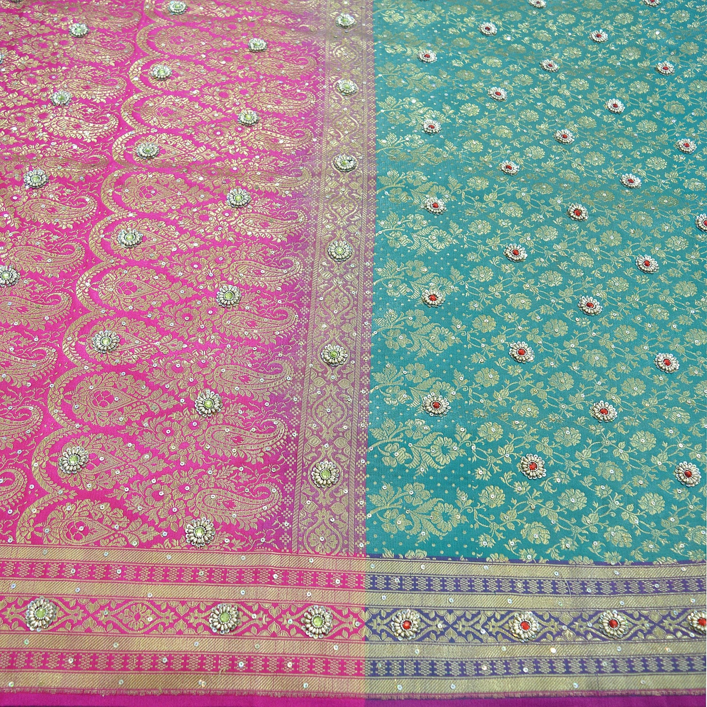 Indian Vintage Heavy Wedding Sari Art Silk Woven Brocade Banarasi Sarees Ethnic Golden Zari 5Yd Craft Fabric Dress making Crafting Upcycle