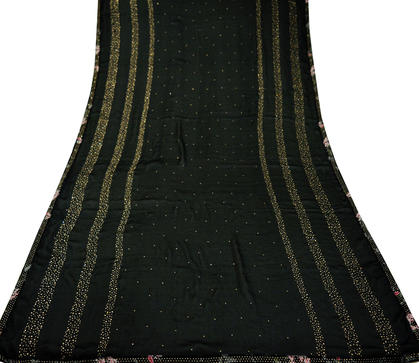 Indian Vintage Black Dupatta Long Stole Georgette Hand Embroidered Indian Scarves Veil Scarf Wrap Hippie Boho