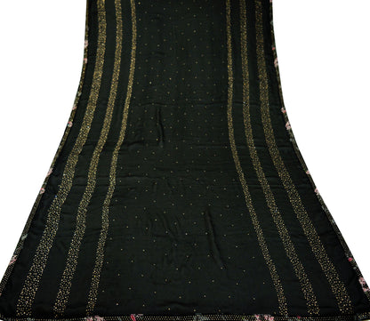 Indian Vintage Black Dupatta Long Stole Georgette Hand Embroidered Indian Scarves Veil Scarf Wrap Hippie Boho