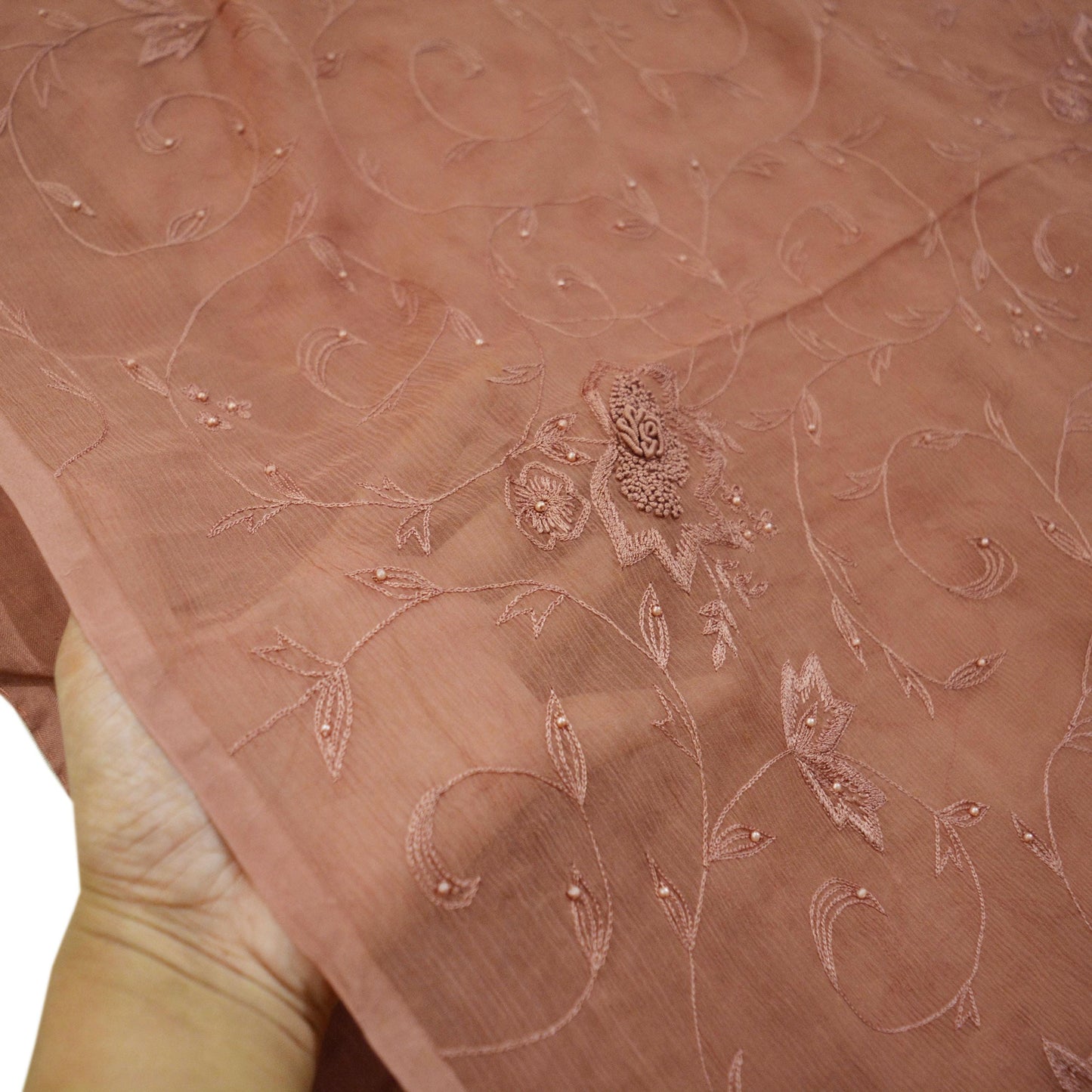 Indian Vintage Brown Sarees Pure Chiffon Silk Hand Embroidered Indian Sari Fabric Indian Sari 5Yard Dress Making Sewing