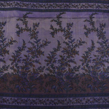 Indian Vintage Sari Purple & Green Pure Silk Printed Saree 5yd Sewing Quilting Craft Fabric DressMaking Soft Zari Used