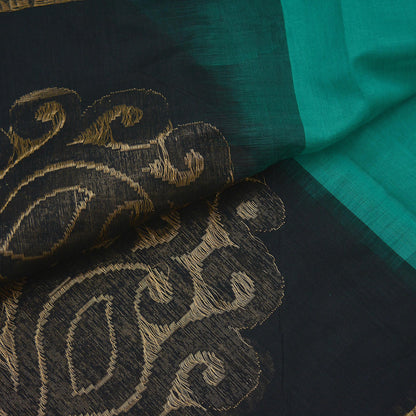 Indian Vintage Dupatta Black & Green Long Stole Hand Woven Pure Chanderi Silk Scarves Veil Zari Soft Fringes Scarf Wrap Boho