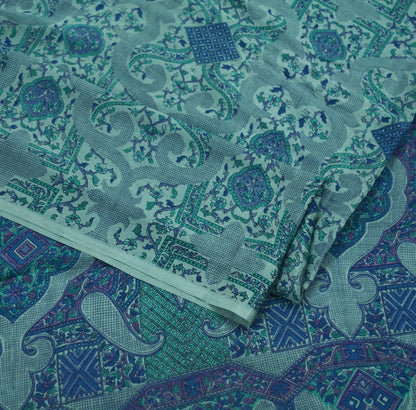 Indian Vintage Sari Gray 100% Pure Silk Printed Sarees Craft Fabric 6yd Sewing Soft Floral Dress Making Upcycle Quilting Crafting Wrap Used