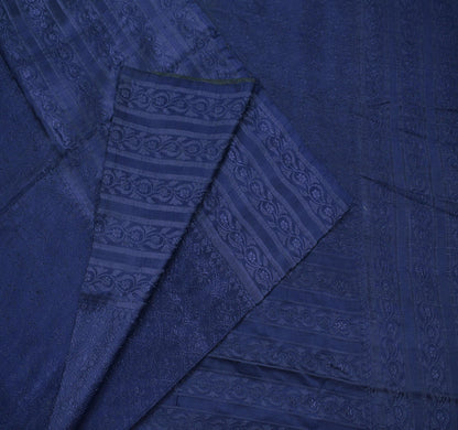 Indian Vintage Heavy Wedding Saree Pure Satin Silk Blue Brocade Banarasi sarees Craft Fabric 5Yd Dress making Upcycle Crafting Quilting