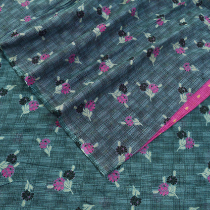Indian Vintage Sari Gray & Pink Printed Blend Cotton Saree Craft Soft Fabric 5Yard Sewing Sarong Wrap Boho Paisley