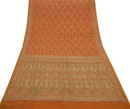 Indian Vintage Sari Pure Silk Hand Embroidered Sarees Craft Fabric 5Yd Sewing Soft Zardozi/Dabka,Zari Quilting Crafting Dress making Upcycle