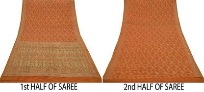 Indian Vintage Sari Pure Silk Hand Embroidered Sarees Craft Fabric 5Yd Sewing Soft Zardozi/Dabka,Zari Quilting Crafting Dress making Upcycle