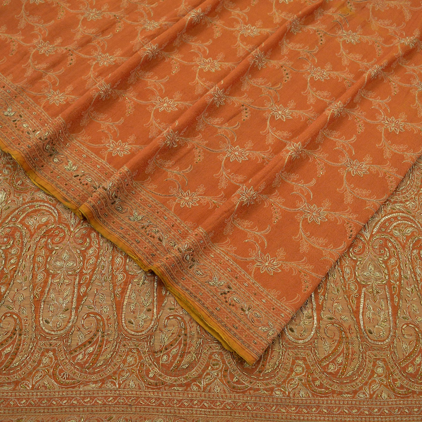 Indian Vintage Sari Pure Silk Hand Embroidered Sarees Craft Fabric 5Yd Sewing Soft Zardozi/Dabka,Zari Quilting Crafting Dress making Upcycle