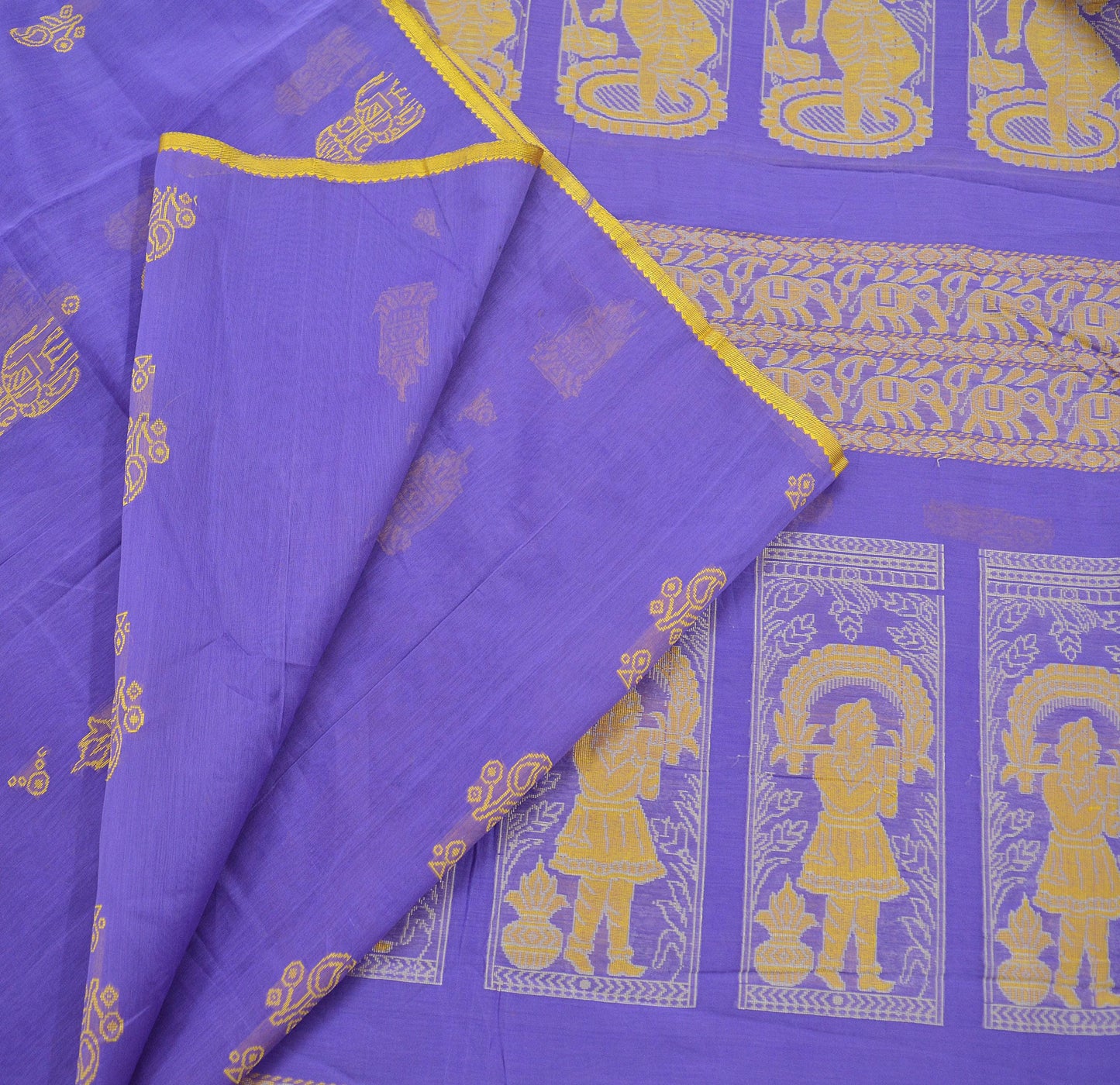 Indian Vintage Sari Purple 100% Pure Silk Hand Woven Saree Fabric 6Yd Ethnic Floral Dress Making Quilting Crafting Upcycle Elephants