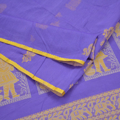 Indian Vintage Sari Purple 100% Pure Silk Hand Woven Saree Fabric 6Yd Ethnic Floral Dress Making Quilting Crafting Upcycle Elephants