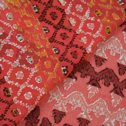Indian Vintage Sarees Pink Pure Cotton Hand Woven Jamdani Sari 5yd Ethnic Floral Craft Fabric Dress making Upcycle Crafting Quilting Zari