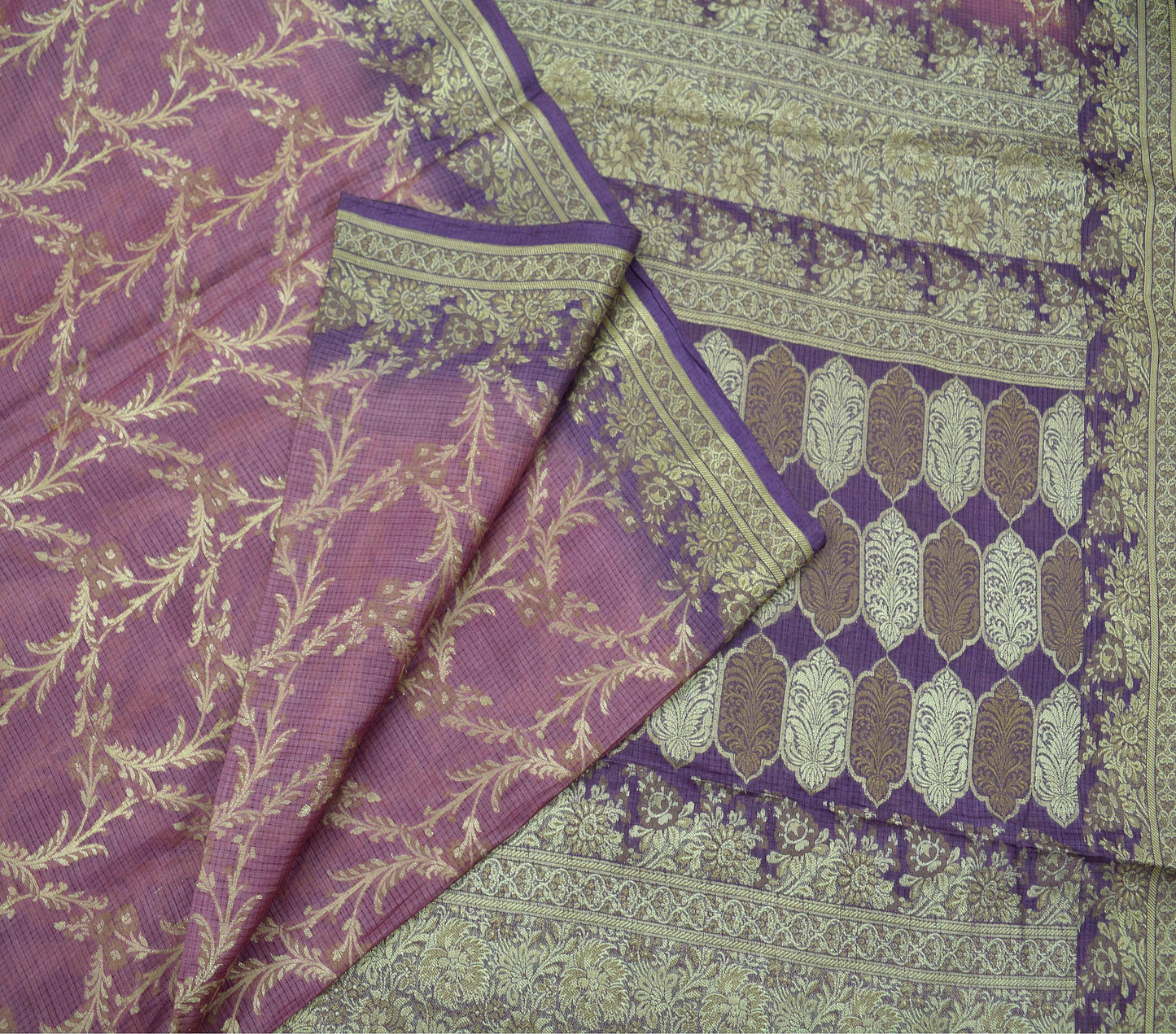 Indian Vintage Purple & Pink Sarees Pure Tussar Silk Hand Woven Sari Craft Fabric 5Yd Sewing Ethnic Dress making Upcycle Crafting Quilting