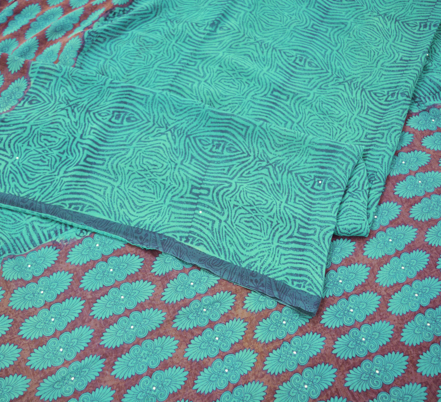 Indian Vintage Sari Purple & Blue 100% Pure Georgette Silk Printed Sarees 5Yd Craft Fabric Sewing Soft Sari Dress Making/Designing Quilting